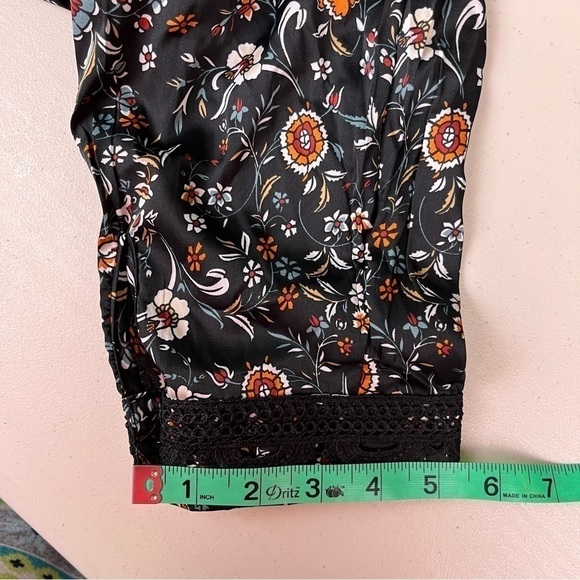 DALIA Macphee Floral Pleated Long Sleeve‎ Midi Dress Black Size 3x New - Picture 12 of 15